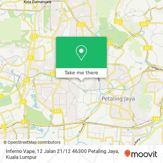 Peta Inferno Vape, 12 Jalan 21 / 12 46300 Petaling Jaya