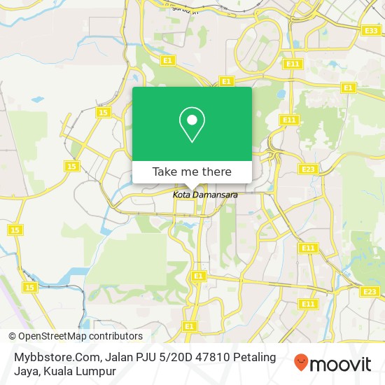 Peta Mybbstore.Com, Jalan PJU 5 / 20D 47810 Petaling Jaya