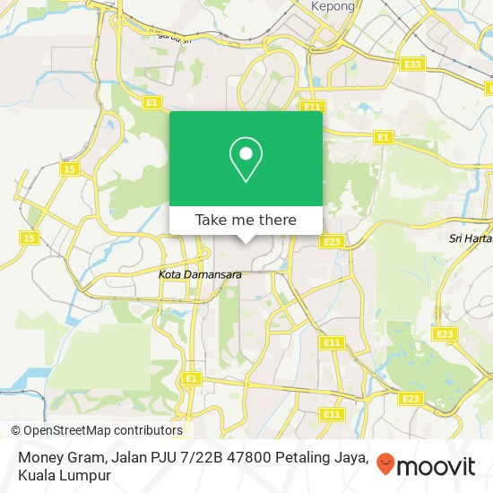Peta Money Gram, Jalan PJU 7 / 22B 47800 Petaling Jaya