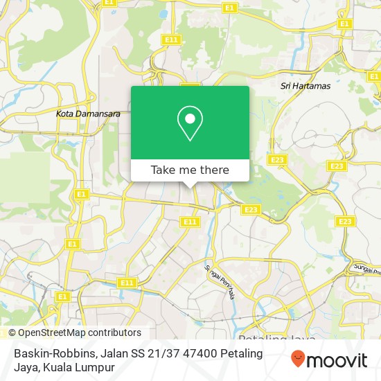 Baskin-Robbins, Jalan SS 21 / 37 47400 Petaling Jaya map