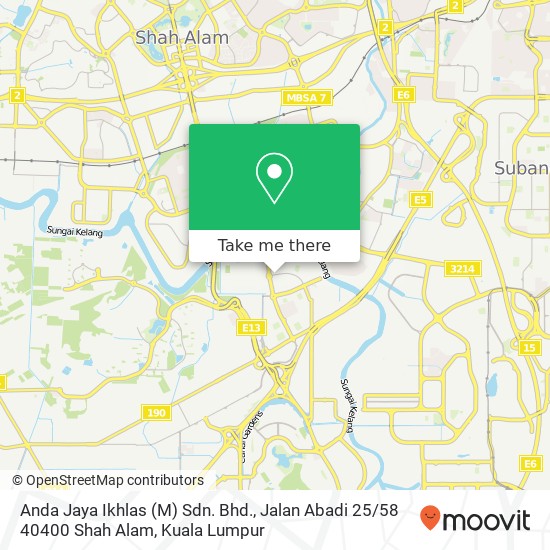 Peta Anda Jaya Ikhlas (M) Sdn. Bhd., Jalan Abadi 25 / 58 40400 Shah Alam