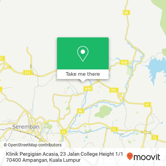 Klinik Pergigian Acasia, 23 Jalan College Height 1 / 1 70400 Ampangan map