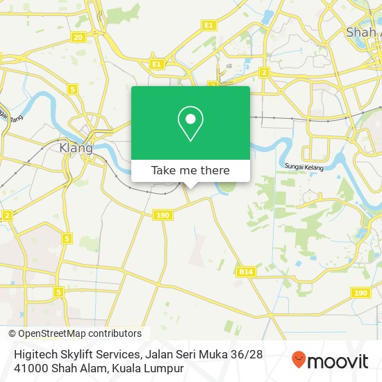 Peta Higitech Skylift Services, Jalan Seri Muka 36 / 28 41000 Shah Alam