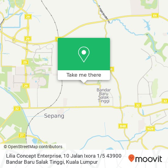 Peta Lilia Concept Enterprise, 10 Jalan Ixora 1 / 5 43900 Bandar Baru Salak Tinggi