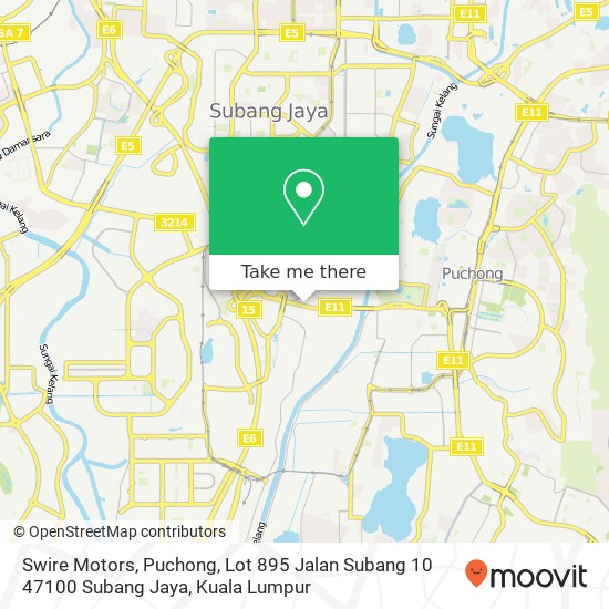 Peta Swire Motors, Puchong, Lot 895 Jalan Subang 10 47100 Subang Jaya