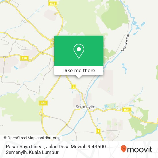Peta Pasar Raya Linear, Jalan Desa Mewah 9 43500 Semenyih