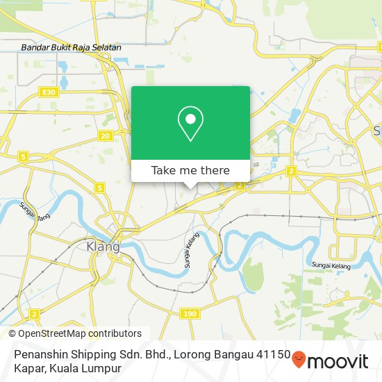 Penanshin Shipping Sdn. Bhd., Lorong Bangau 41150 Kapar map