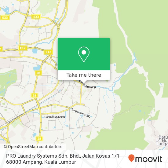 PRO Laundry Systems Sdn. Bhd., Jalan Kosas 1 / 1 68000 Ampang map