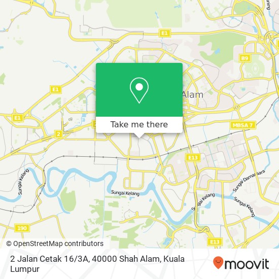 Peta 2 Jalan Cetak 16 / 3A, 40000 Shah Alam