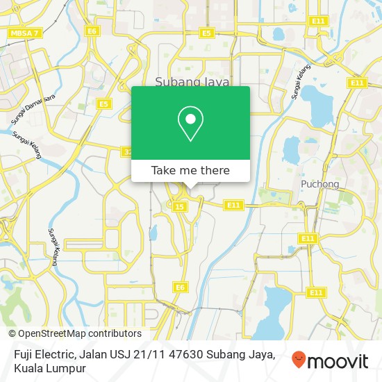 Peta Fuji Electric, Jalan USJ 21 / 11 47630 Subang Jaya