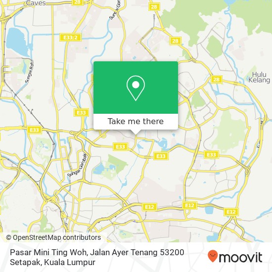 Peta Pasar Mini Ting Woh, Jalan Ayer Tenang 53200 Setapak