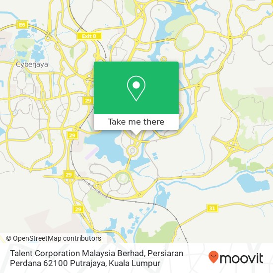 Talent Corporation Malaysia Berhad, Persiaran Perdana 62100 Putrajaya map