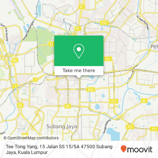 Peta Tee Tong Yang, 15 Jalan SS 15 / 5A 47500 Subang Jaya