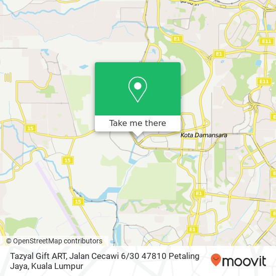 Tazyal Gift ART, Jalan Cecawi 6 / 30 47810 Petaling Jaya map