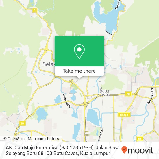 Peta AK Diah Maju Enterprise (Sa0173619-H), Jalan Besar Selayang Baru 68100 Batu Caves