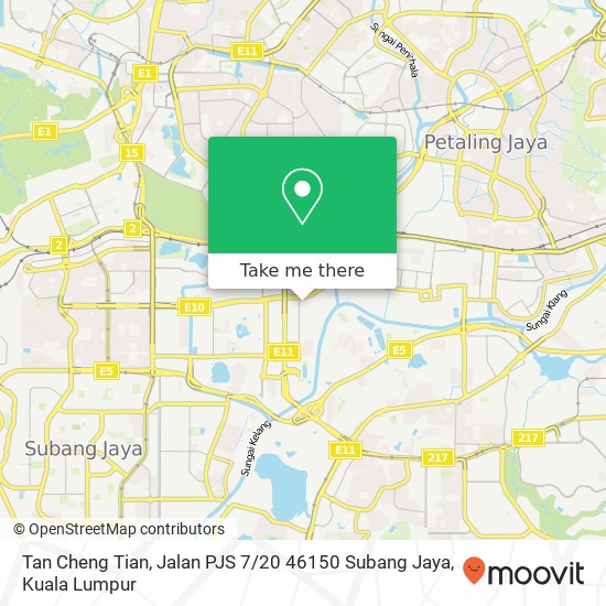 Peta Tan Cheng Tian, Jalan PJS 7 / 20 46150 Subang Jaya