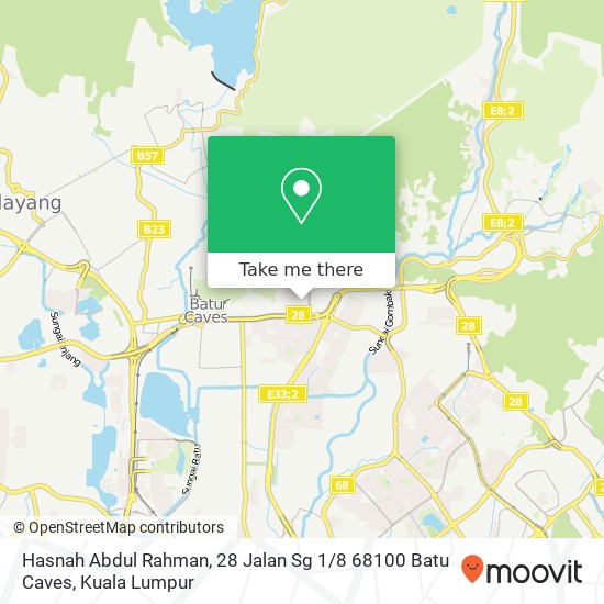 Peta Hasnah Abdul Rahman, 28 Jalan Sg 1 / 8 68100 Batu Caves