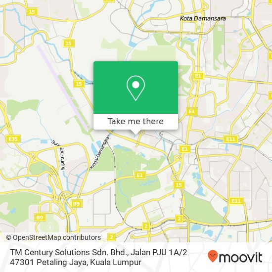 Peta TM Century Solutions Sdn. Bhd., Jalan PJU 1A / 2 47301 Petaling Jaya