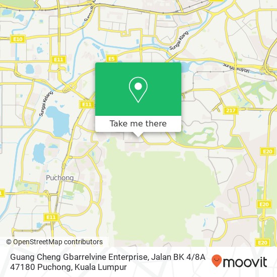 Peta Guang Cheng Gbarrelvine Enterprise, Jalan BK 4 / 8A 47180 Puchong