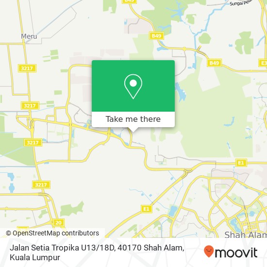 Peta Jalan Setia Tropika U13 / 18D, 40170 Shah Alam