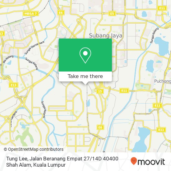 Peta Tung Lee, Jalan Beranang Empat 27 / 14D 40400 Shah Alam
