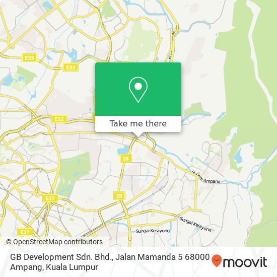 GB Development Sdn. Bhd., Jalan Mamanda 5 68000 Ampang map