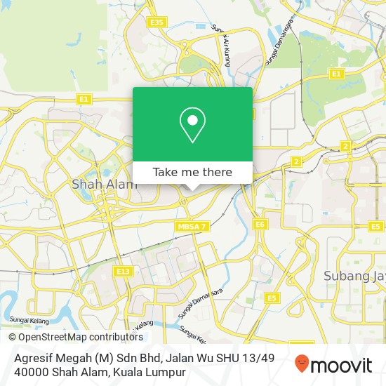 Peta Agresif Megah (M) Sdn Bhd, Jalan Wu SHU 13 / 49 40000 Shah Alam