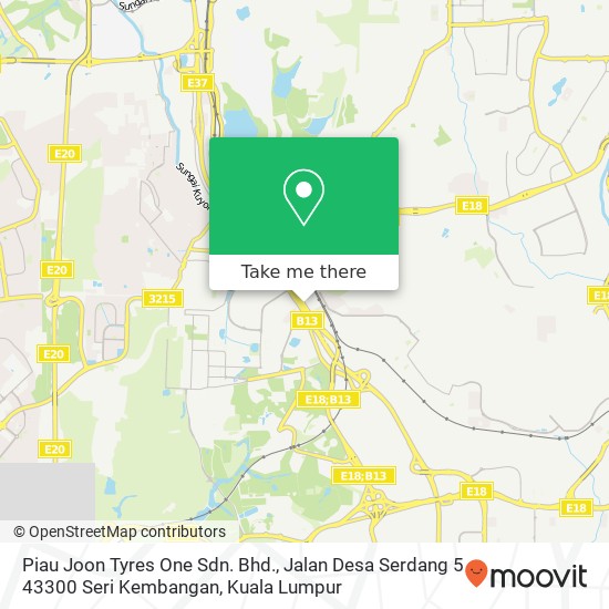 Piau Joon Tyres One Sdn. Bhd., Jalan Desa Serdang 5 43300 Seri Kembangan map