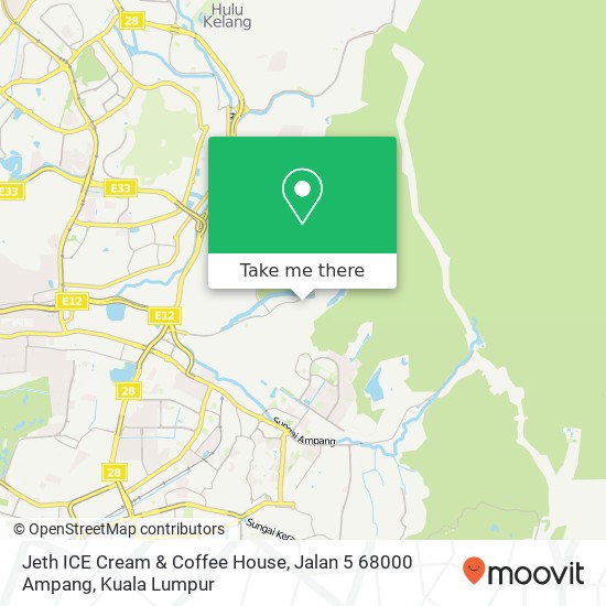 Peta Jeth ICE Cream & Coffee House, Jalan 5 68000 Ampang