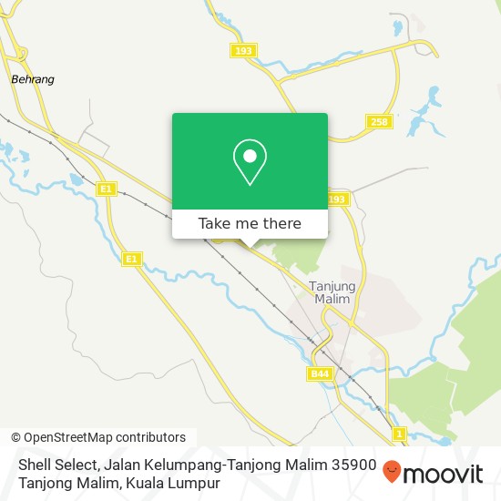 Peta Shell Select, Jalan Kelumpang-Tanjong Malim 35900 Tanjong Malim