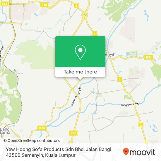 Peta Yew Hoong Sofa Products Sdn Bhd, Jalan Bangi 43500 Semenyih