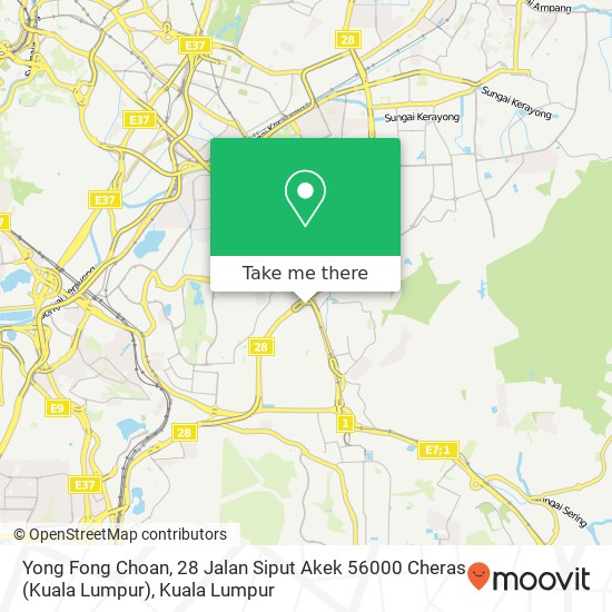 Yong Fong Choan, 28 Jalan Siput Akek 56000 Cheras (Kuala Lumpur) map