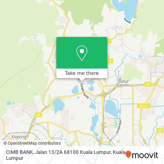 CIMB BANK, Jalan 13 / 2A 68100 Kuala Lumpur map
