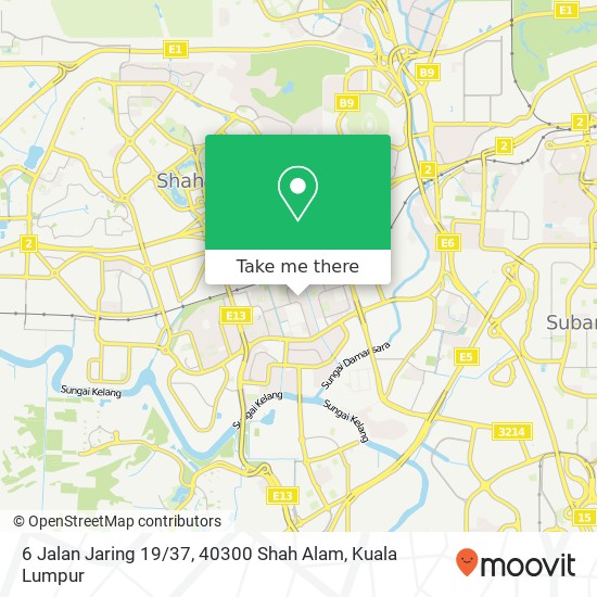 Peta 6 Jalan Jaring 19 / 37, 40300 Shah Alam
