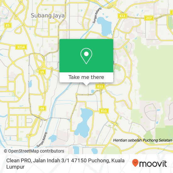 Peta Clean PRO, Jalan Indah 3 / 1 47150 Puchong