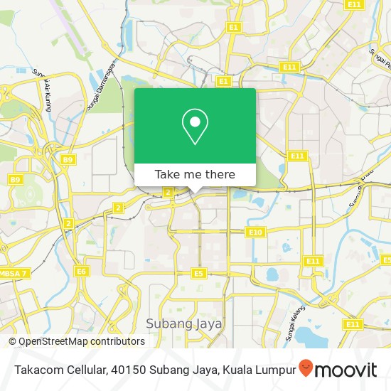 Peta Takacom Cellular, 40150 Subang Jaya