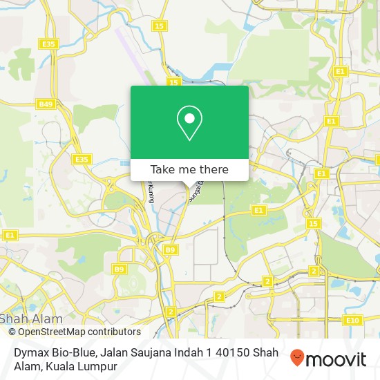 Peta Dymax Bio-Blue, Jalan Saujana Indah 1 40150 Shah Alam