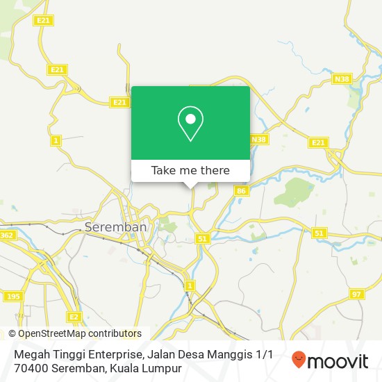 Megah Tinggi Enterprise, Jalan Desa Manggis 1 / 1 70400 Seremban map