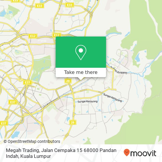 Peta Megah Trading, Jalan Cempaka 15 68000 Pandan Indah
