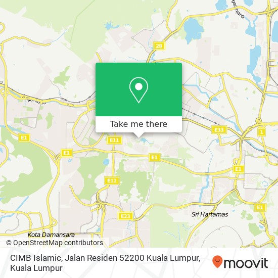 Peta CIMB Islamic, Jalan Residen 52200 Kuala Lumpur