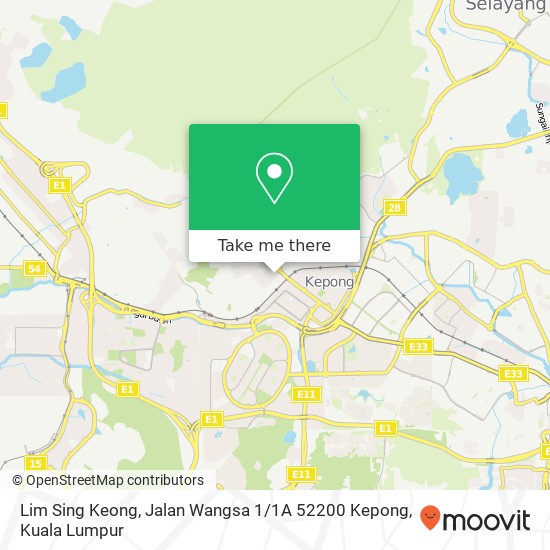 Peta Lim Sing Keong, Jalan Wangsa 1 / 1A 52200 Kepong