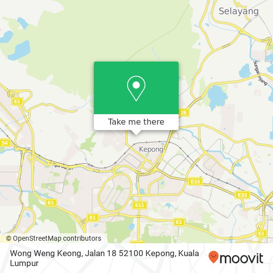 Peta Wong Weng Keong, Jalan 18 52100 Kepong