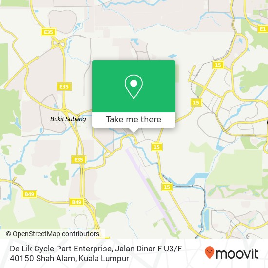 De Lik Cycle Part Enterprise, Jalan Dinar F U3 / F 40150 Shah Alam map