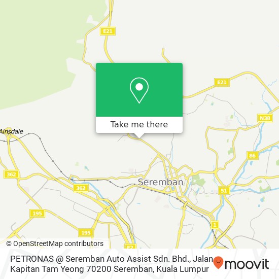 PETRONAS @ Seremban Auto Assist Sdn. Bhd., Jalan Kapitan Tam Yeong 70200 Seremban map