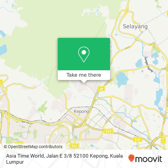 Peta Asia Time World, Jalan E 3 / 8 52100 Kepong