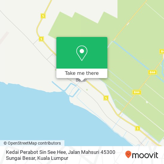 Peta Kedai Perabot Sin See Hee, Jalan Mahsuri 45300 Sungai Besar