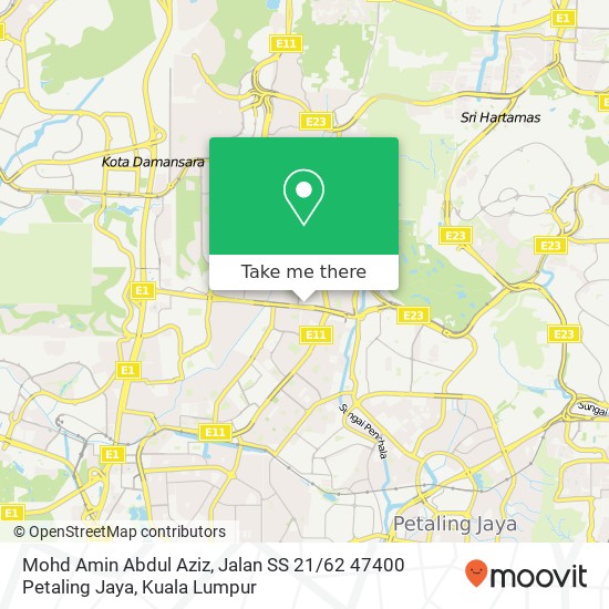 Peta Mohd Amin Abdul Aziz, Jalan SS 21 / 62 47400 Petaling Jaya