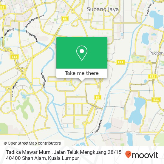 Peta Tadika Mawar Murni, Jalan Teluk Mengkuang 28 / 15 40400 Shah Alam
