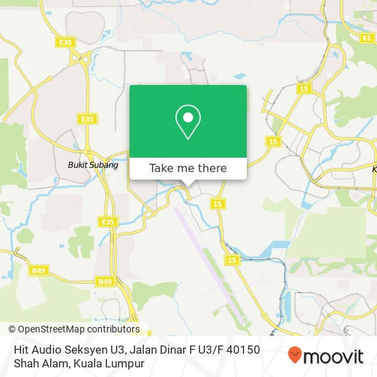 Hit Audio Seksyen U3, Jalan Dinar F U3 / F 40150 Shah Alam map