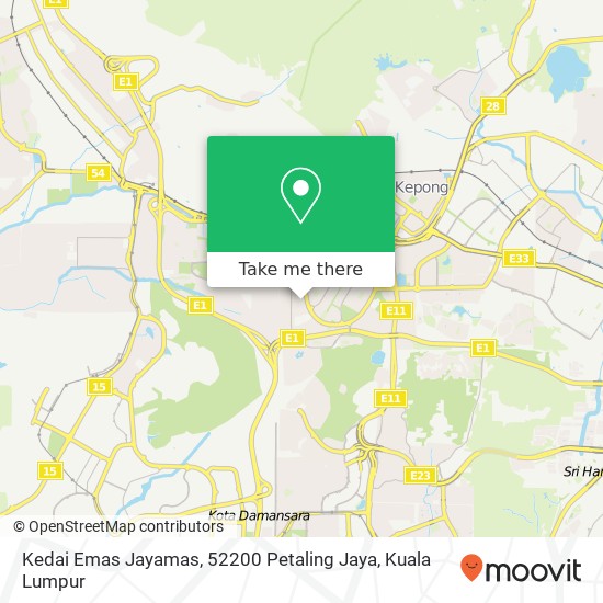 Peta Kedai Emas Jayamas, 52200 Petaling Jaya